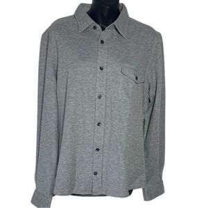 Reiss men’s xl Scott jersey button down shirt grey thermal knit over shirt new
